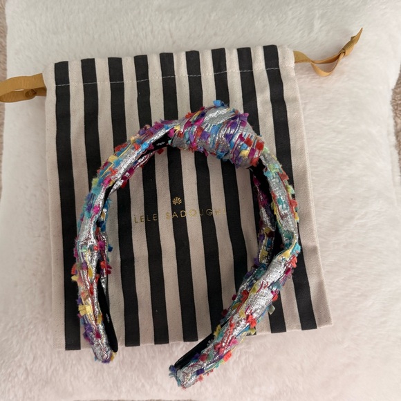 Lele Sadoughi Silver Metallic Confetti Knotted Women’s Headband - Picture 6 of 14
